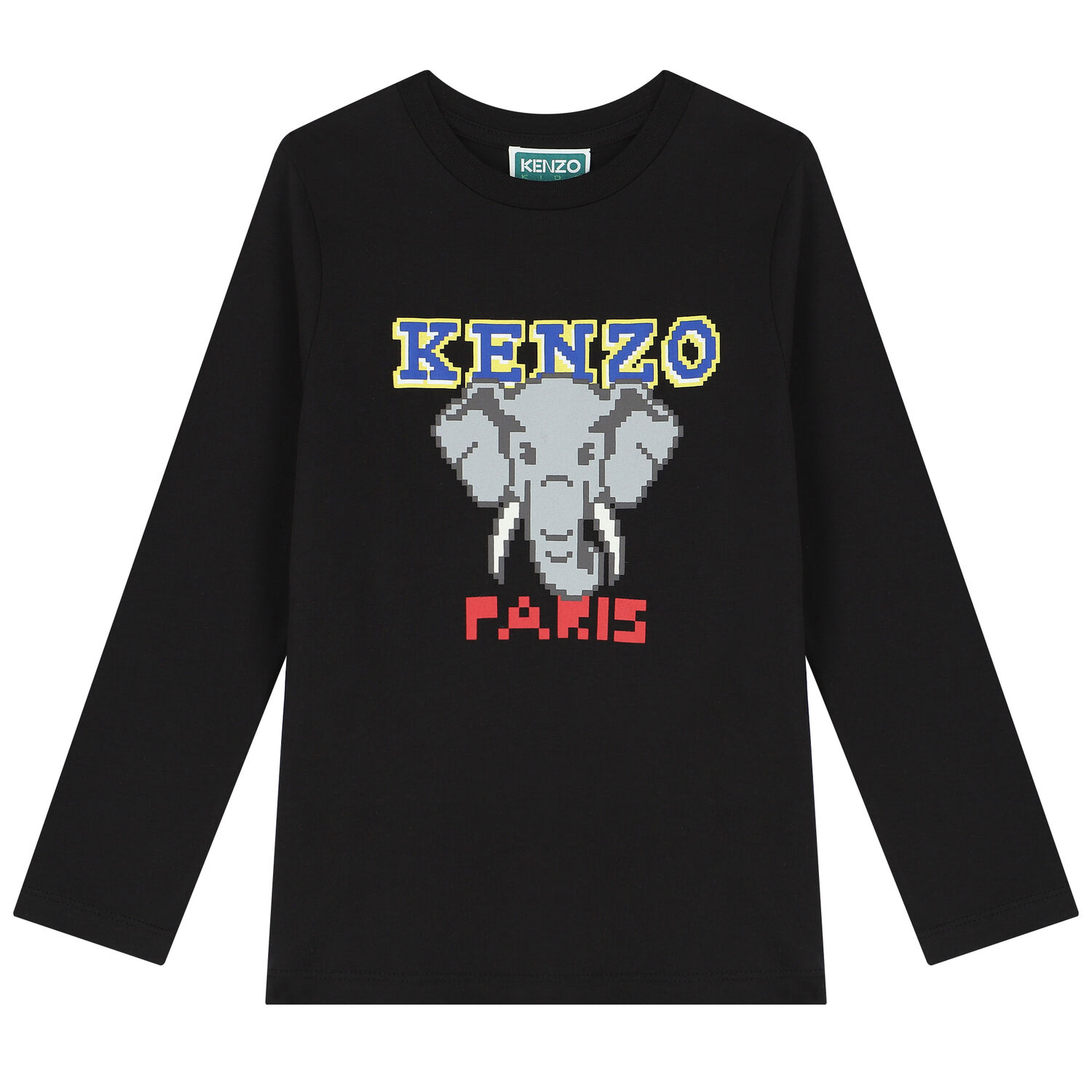 Boys Black Elephant Long Sleeve Top, 1, hi-res